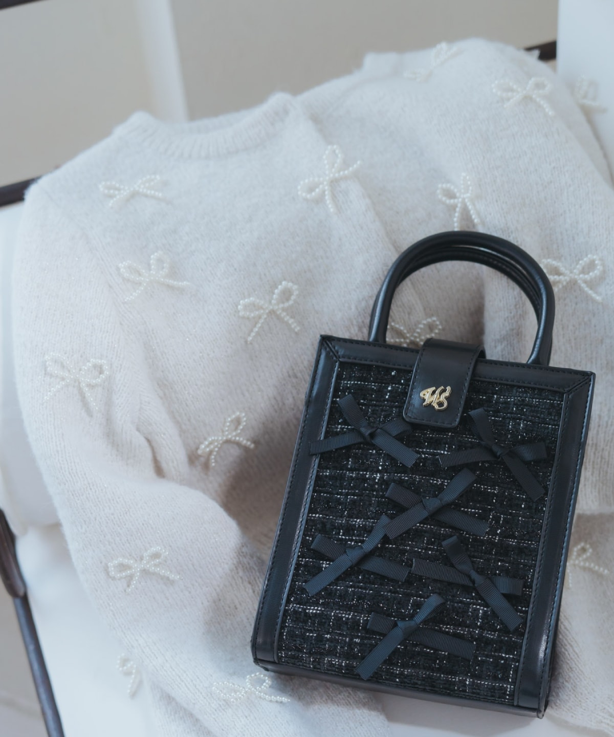 2wayツイードリボンバッグ