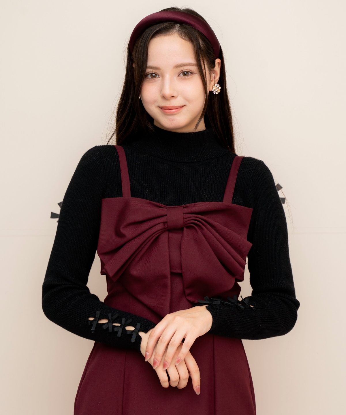 ドレープリボンIラインワンピース