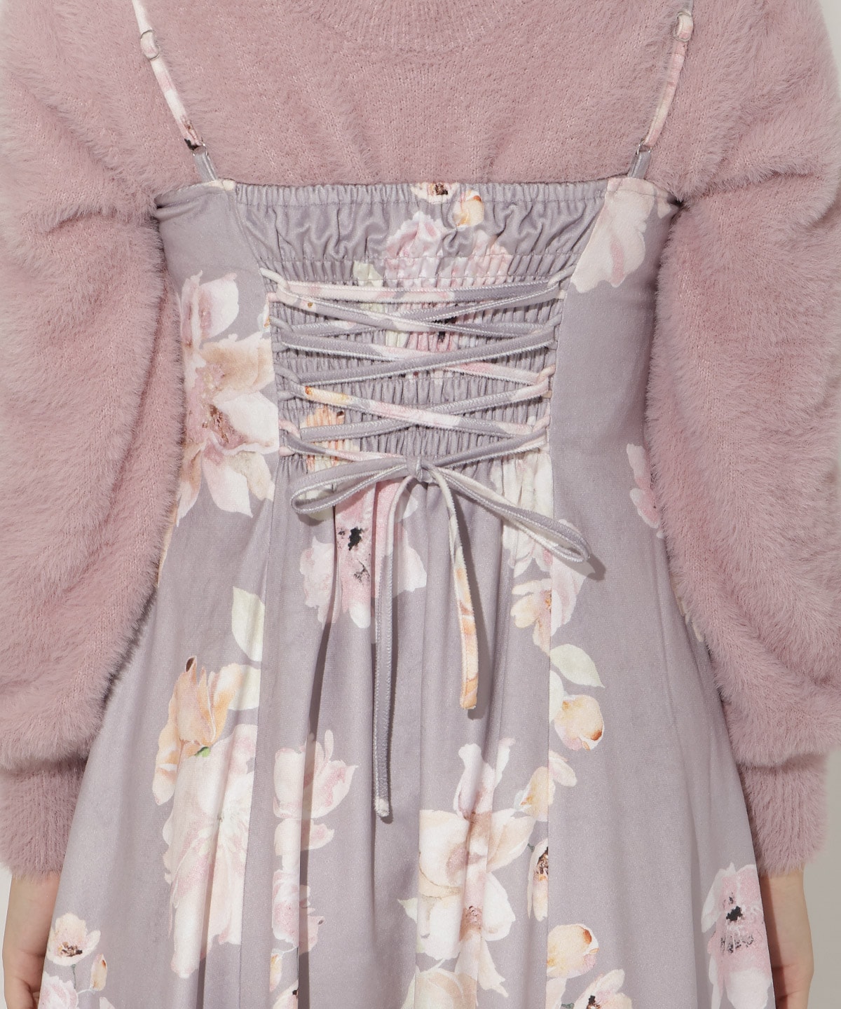 シャギーニット×フレアワンピース