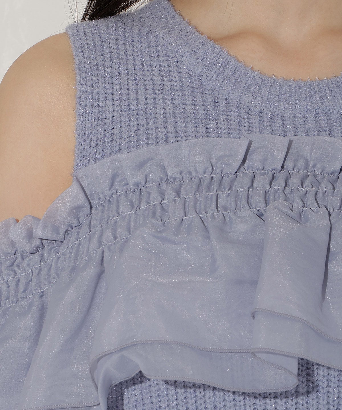 バックリボンオフショルニットワンピース