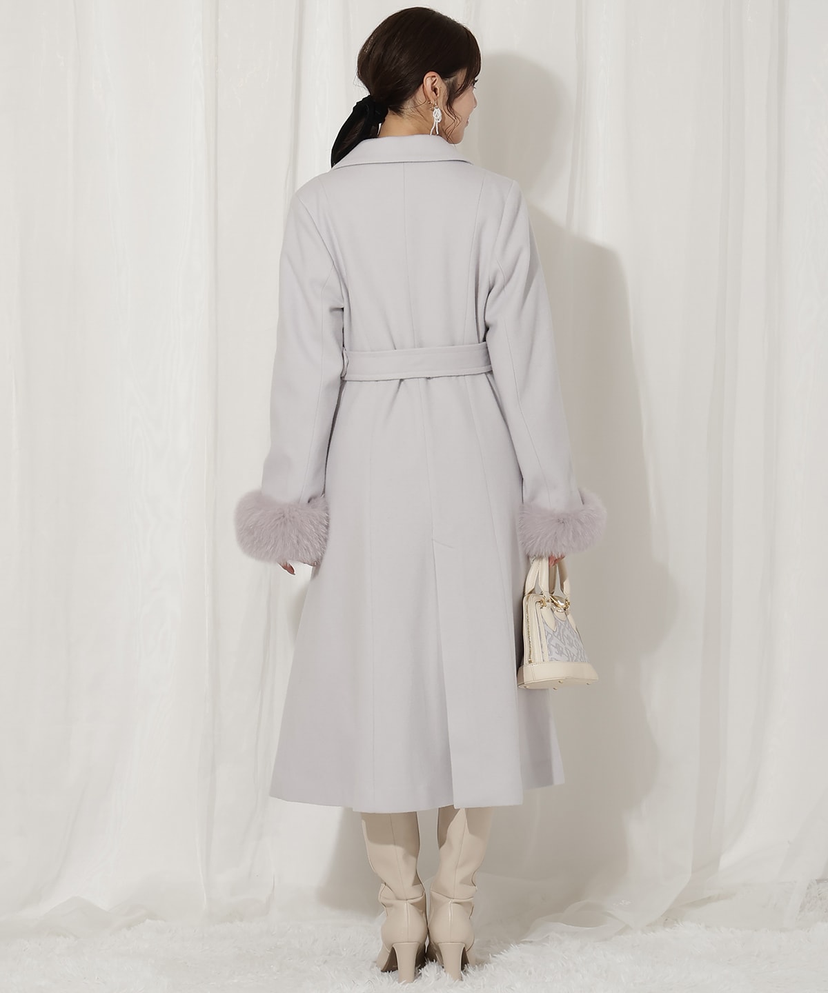 FOXファー付きウールコート