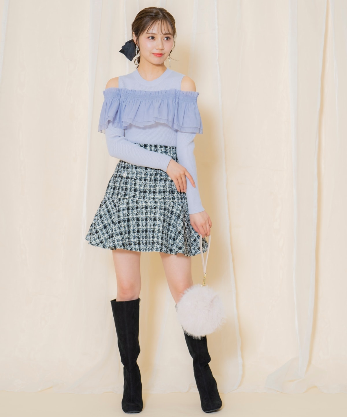 シアーフリルニット