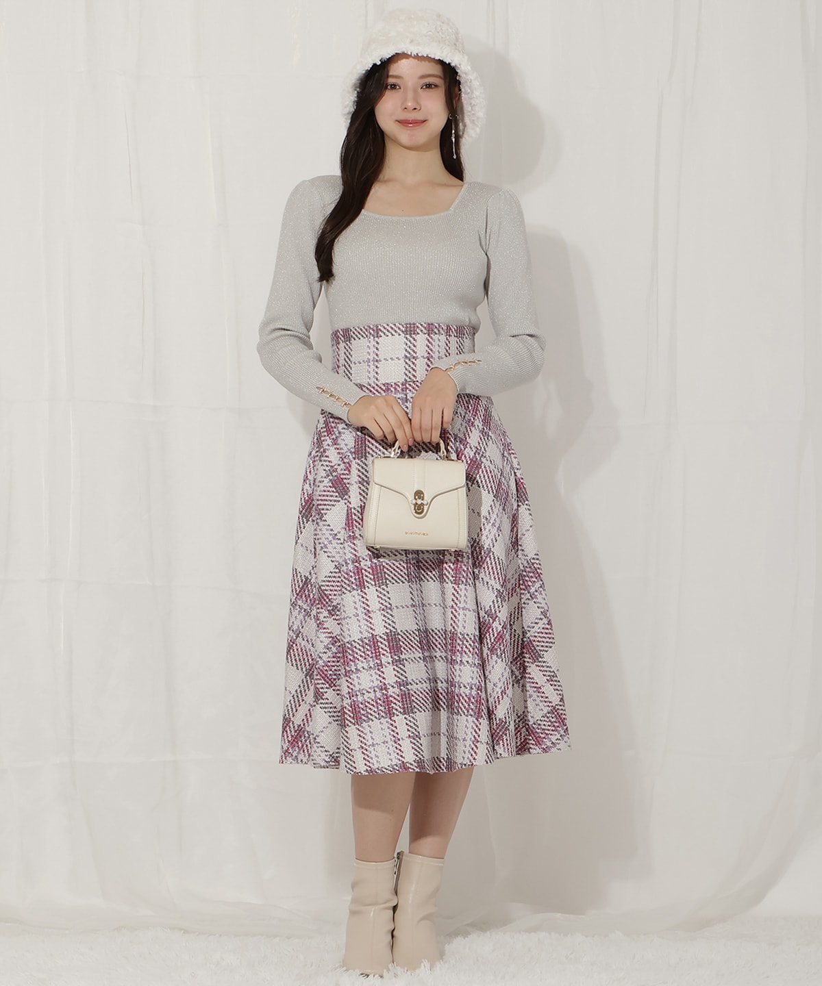 リボンスリーブ2WAYラメニット