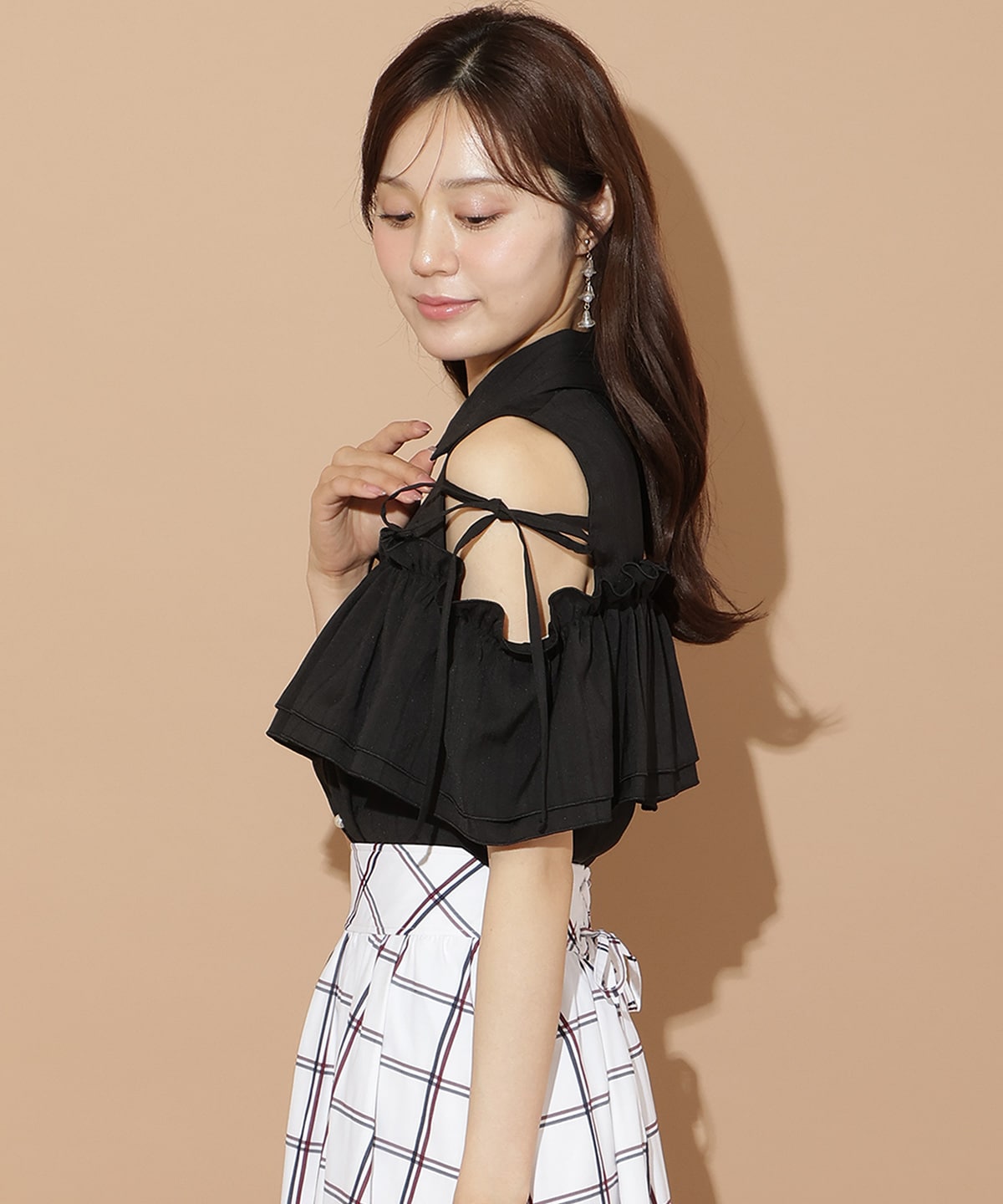 ナローリボンオフショルブラウス