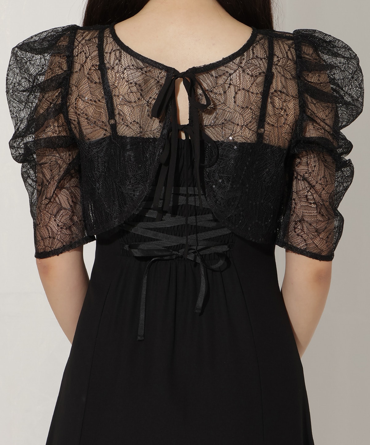 スパンコールレースブラウス×マーメイドワンピース