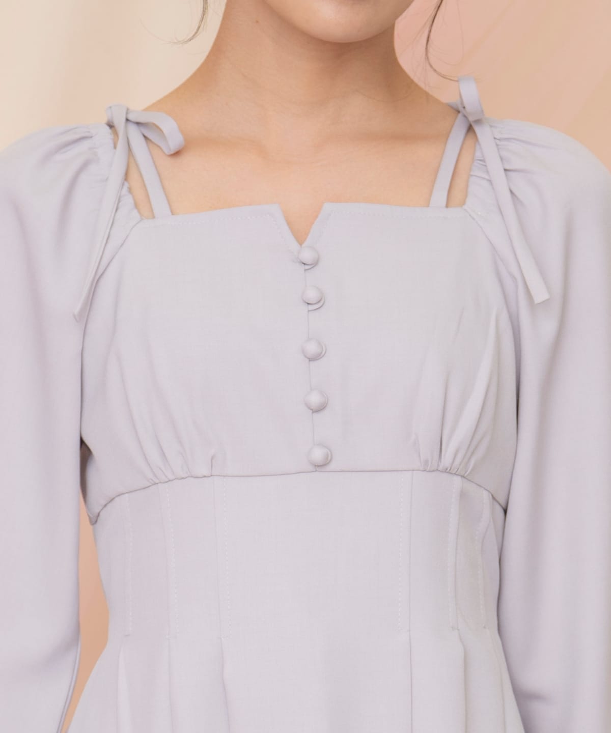 ショルダーリボンタックフレアワンピース