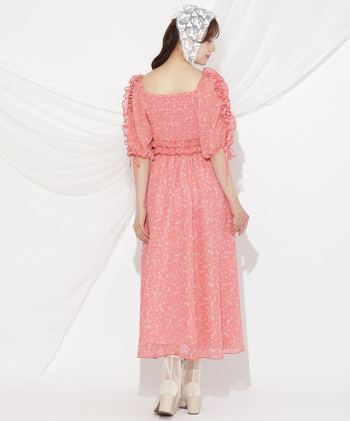 ミニフラワーシャーリングワンピース