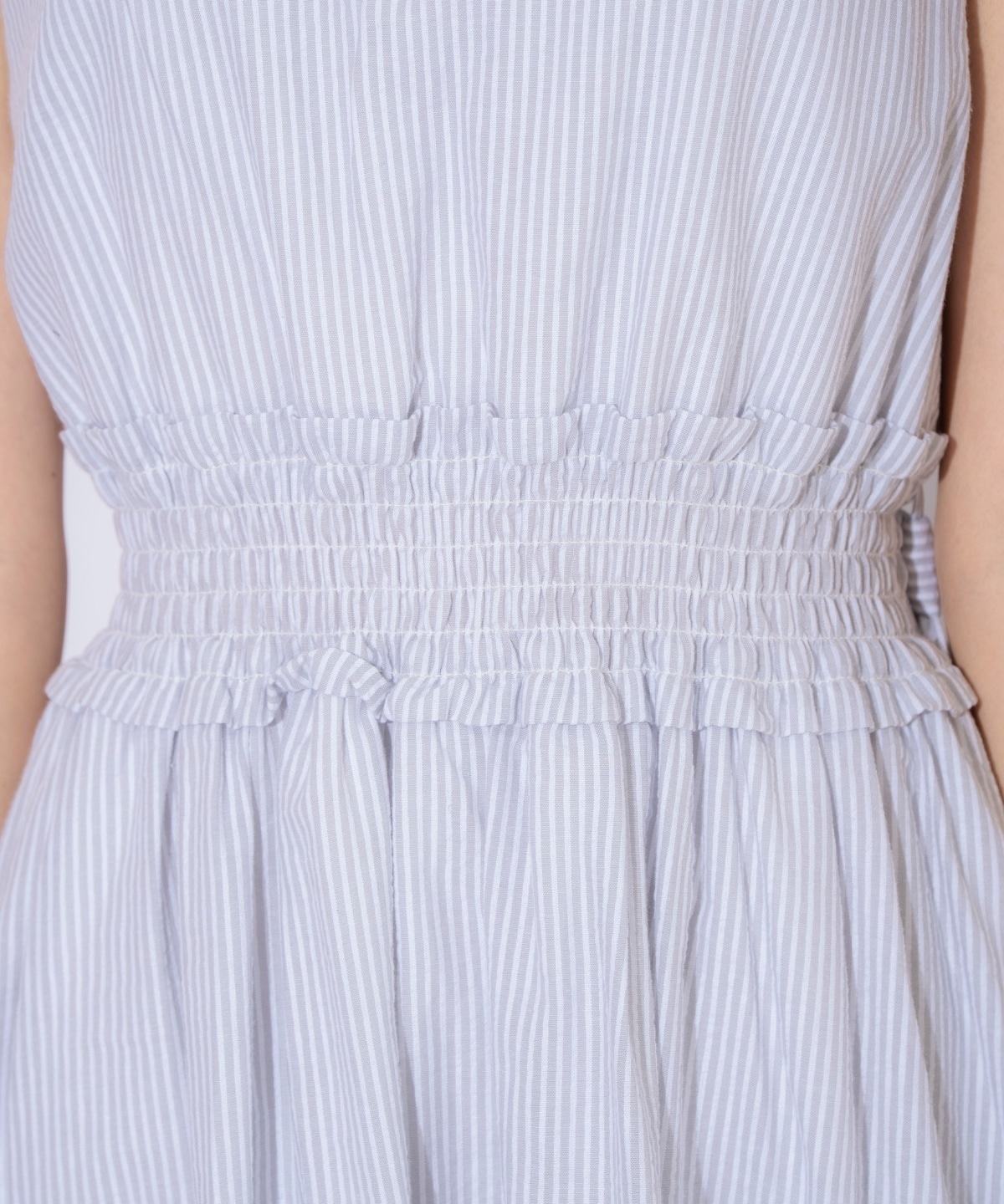 ウエストシャーリングストライプワンピース