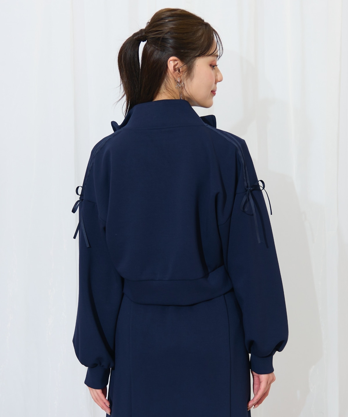 ロゴ刺繍リボントラックジャケット