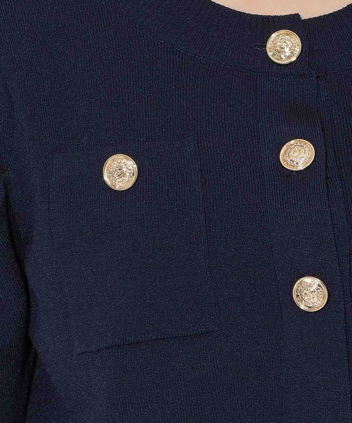 ポケットデザインパフカーディガン