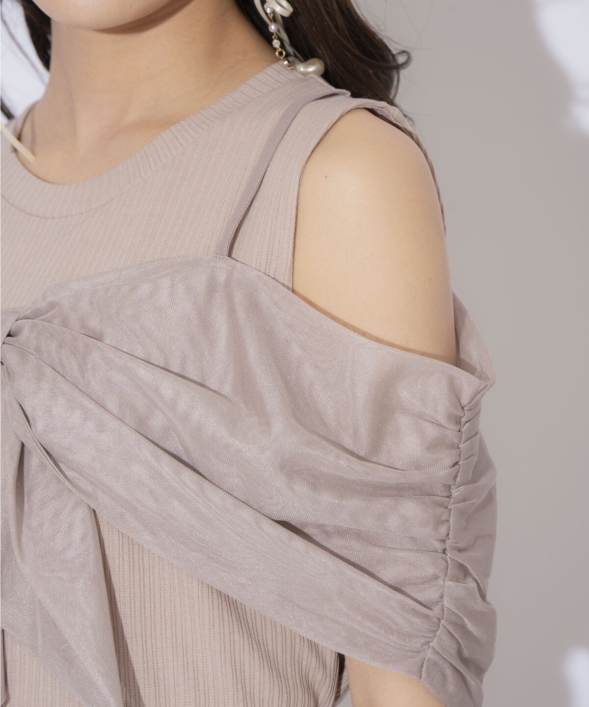 リボンレイヤードカットトップス