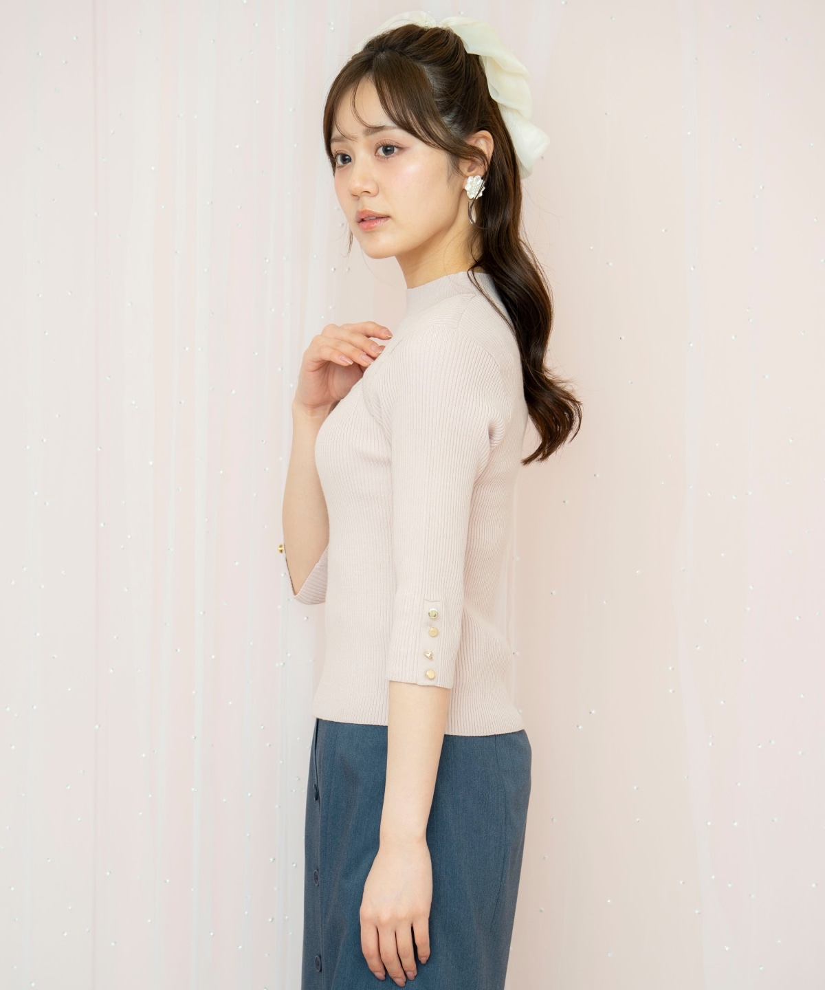 デコルテオープンハイネックプルオーバー