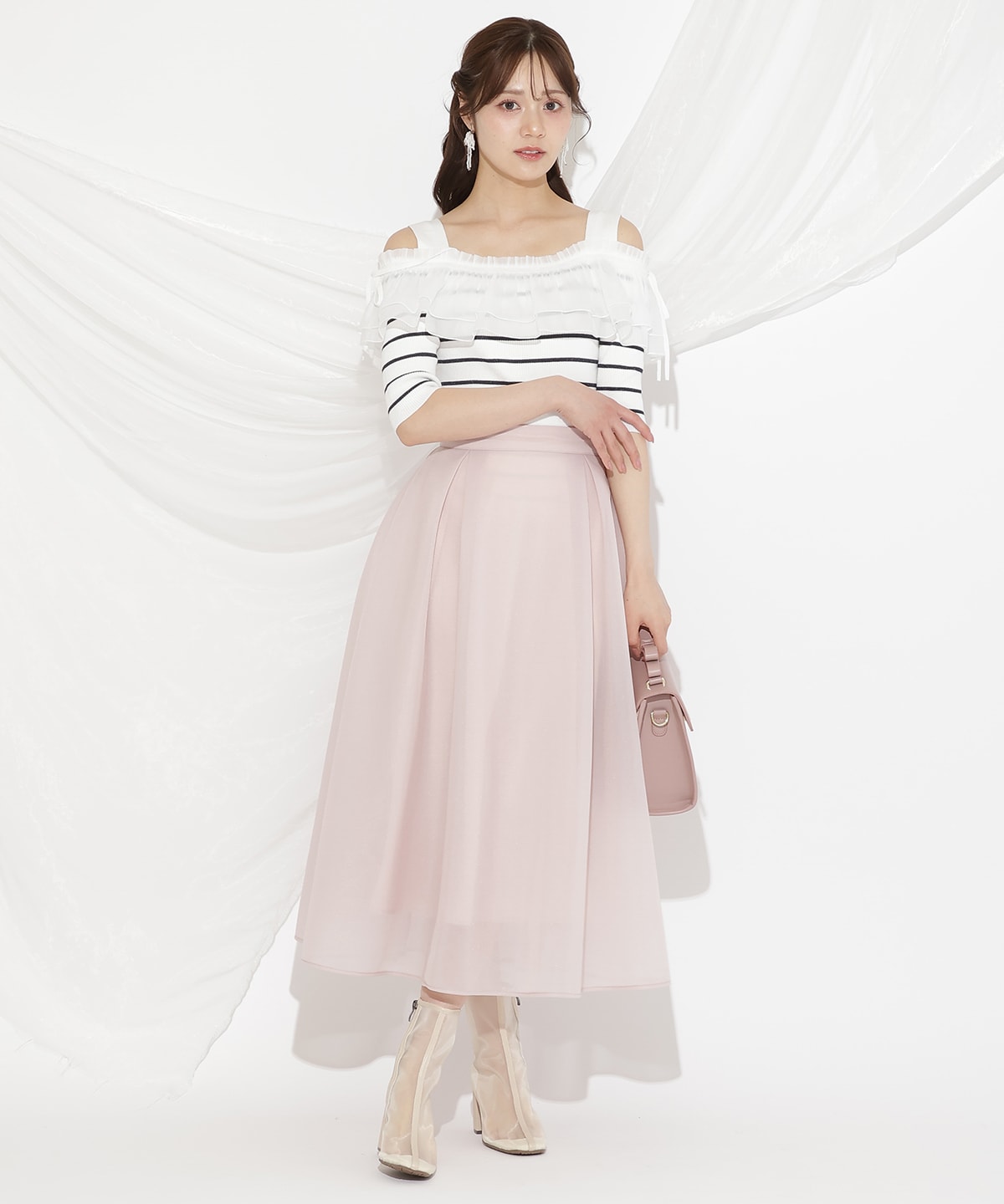 シアーボリュームフリルニットプルオーバー