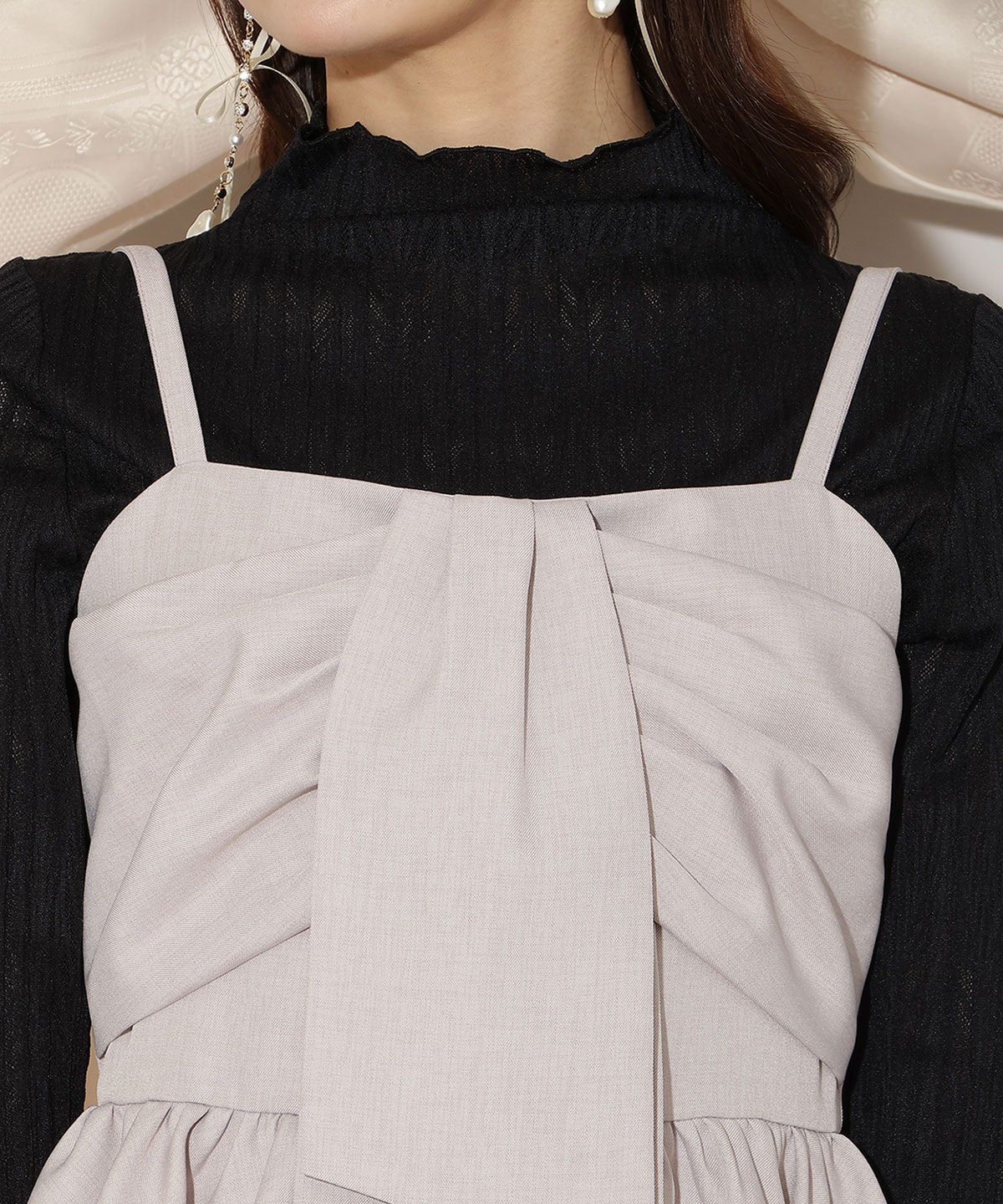 リボンペプラムビスチェ