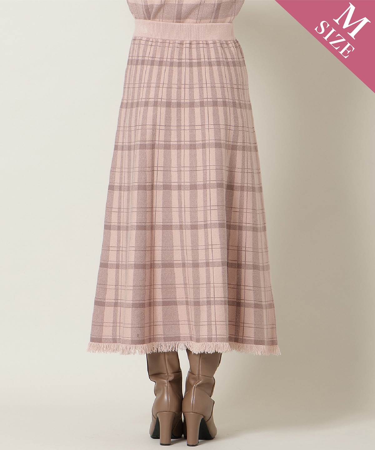 【新色追加】チェック柄ニットフレアスカート