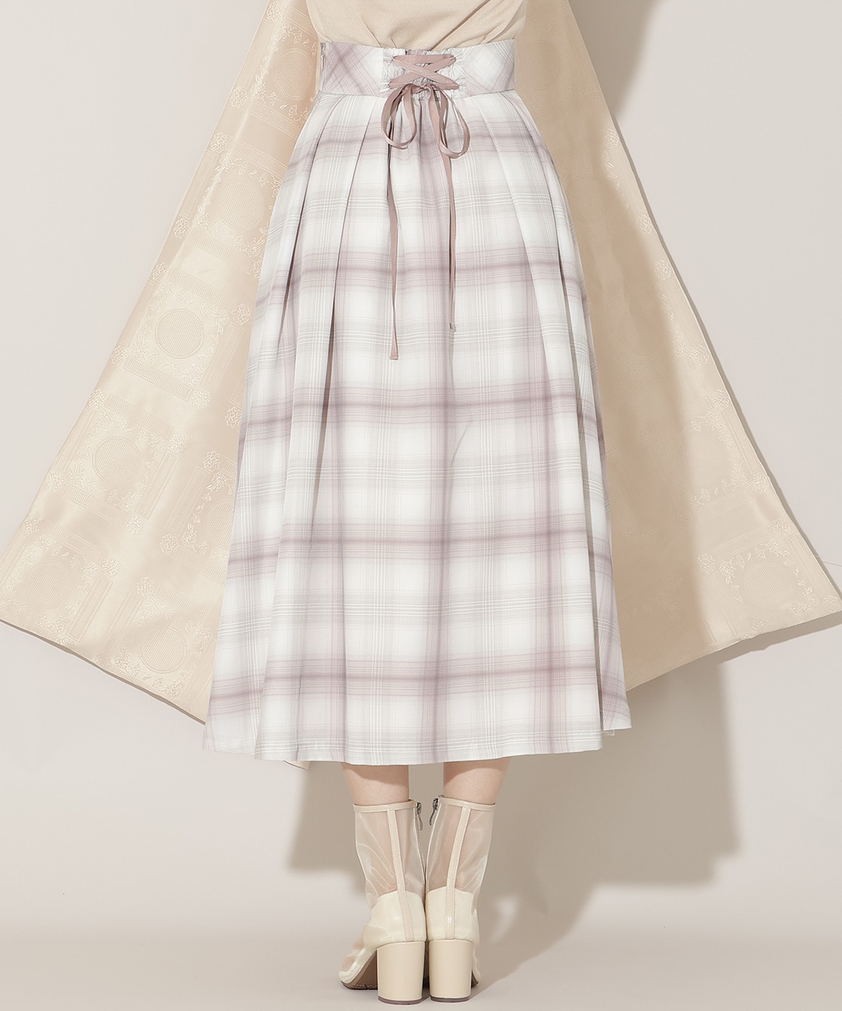 オリジナルチェックタックフレアスカート