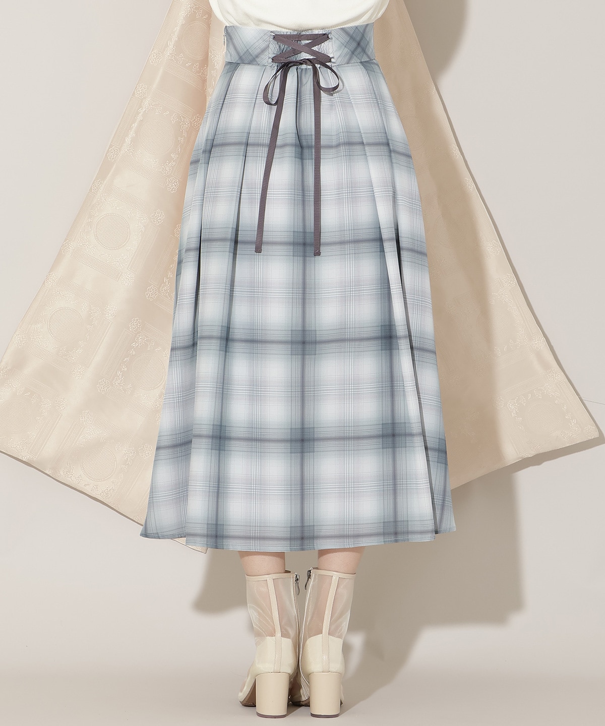 オリジナルチェックタックフレアスカート