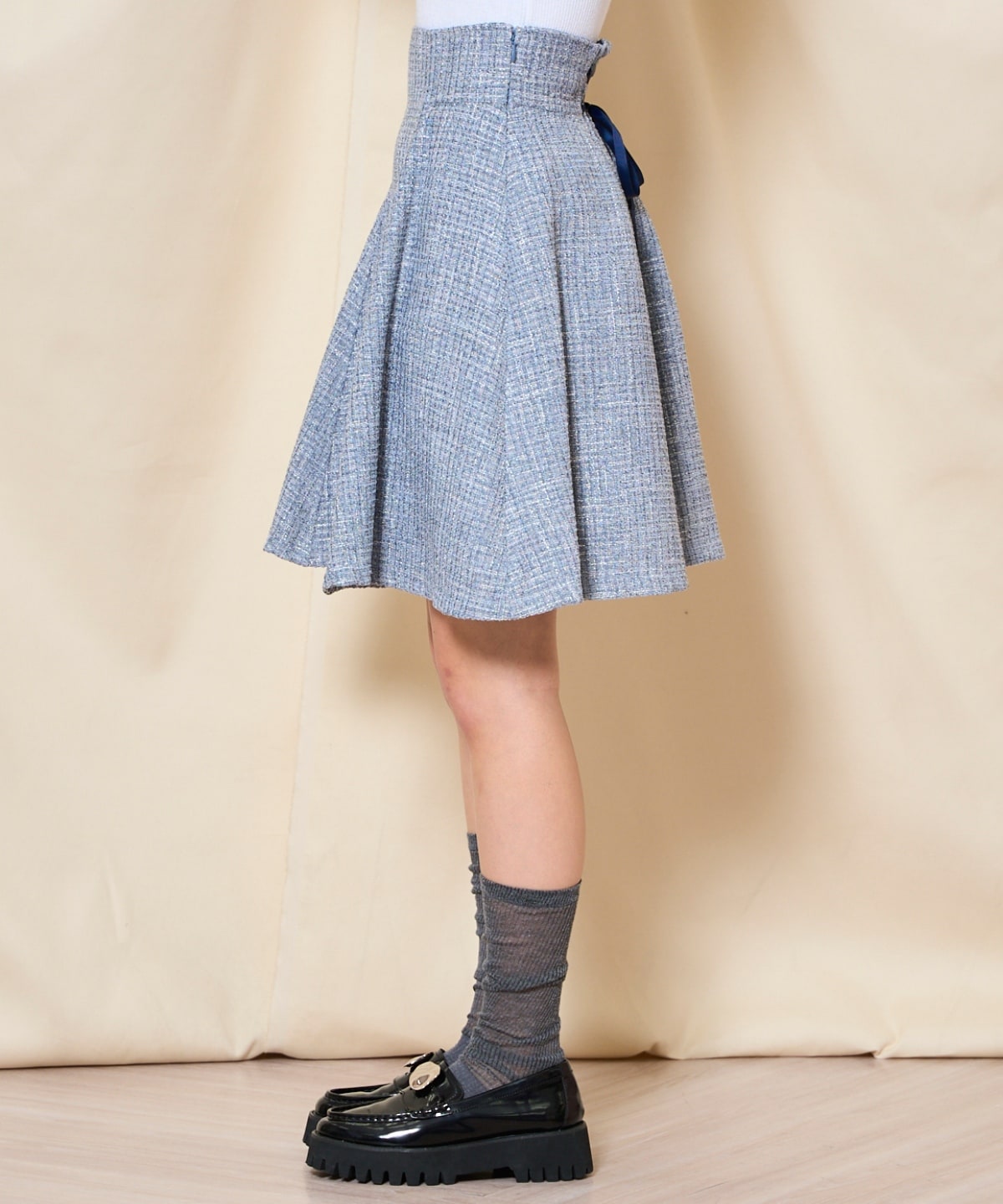 【ツイードセットアップシリーズ】ツイードフレアミニスカート