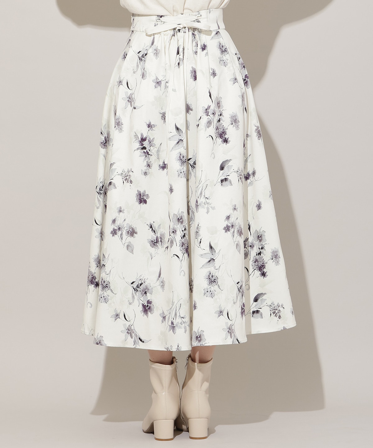フラワープリントボリュームタックスカート
