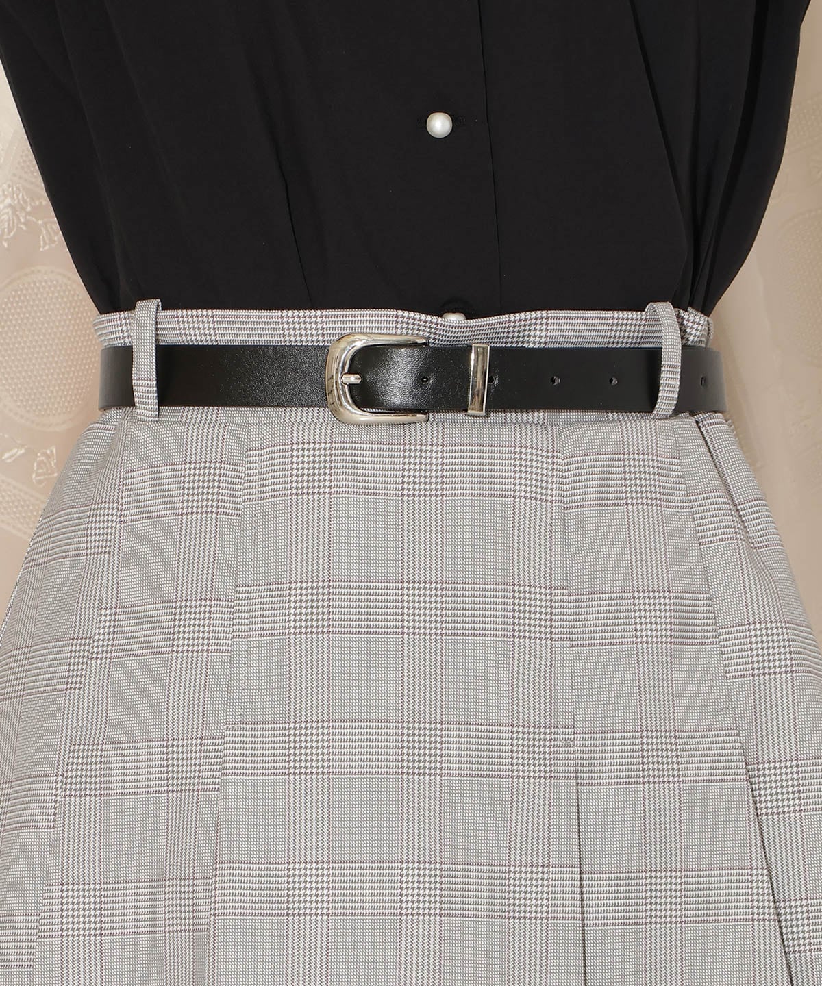 ベルト付きプリーツミニスカート