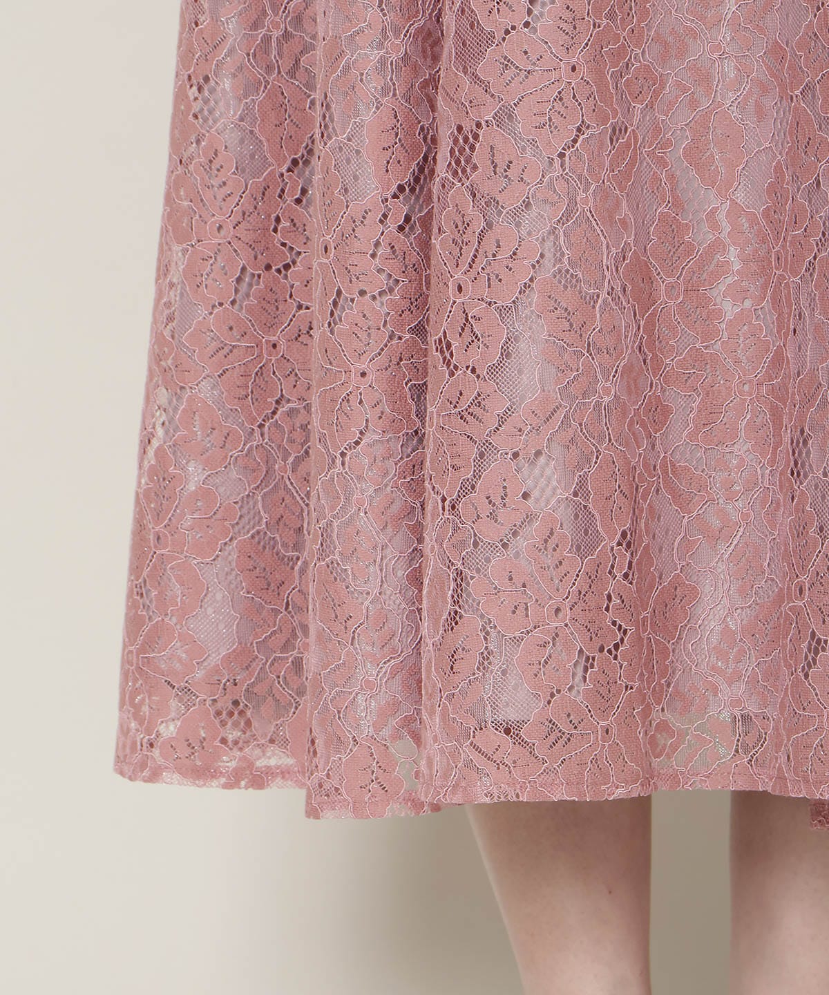 肩リボンパイピングレースワンピース