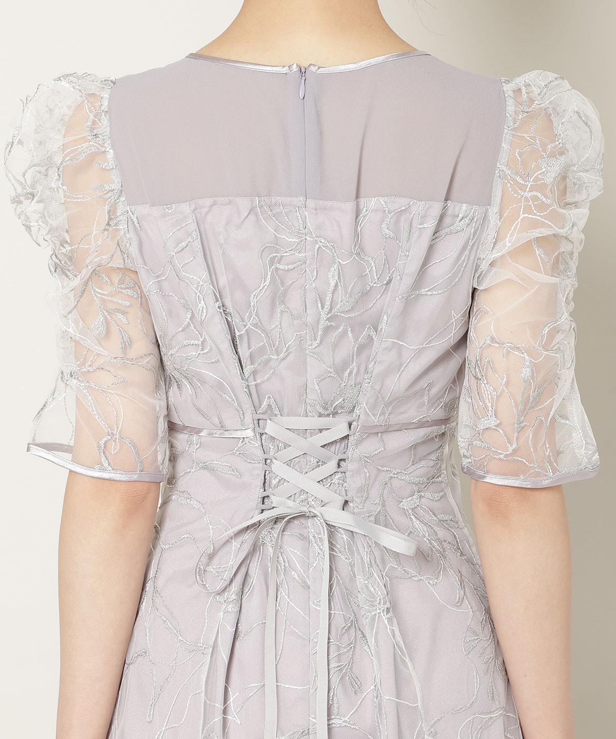 刺繍レースアシンメトリーマーメイドワンピース