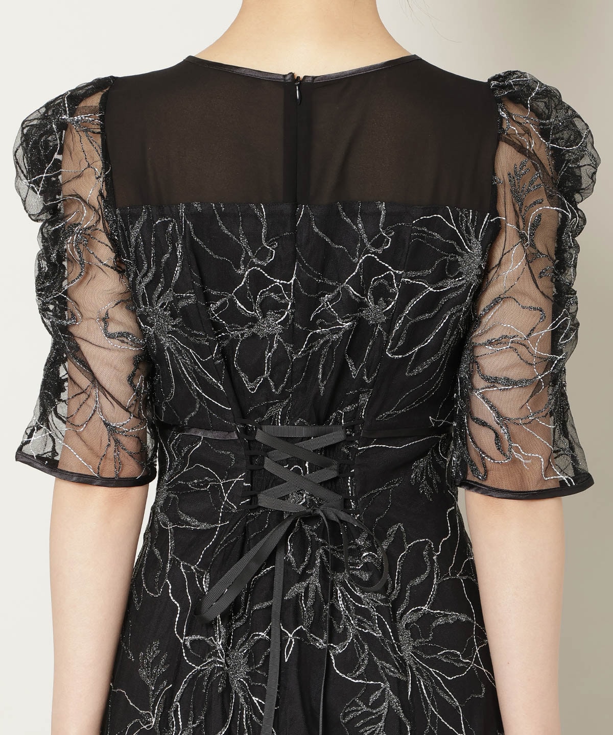 刺繍レースアシンメトリーマーメイドワンピース