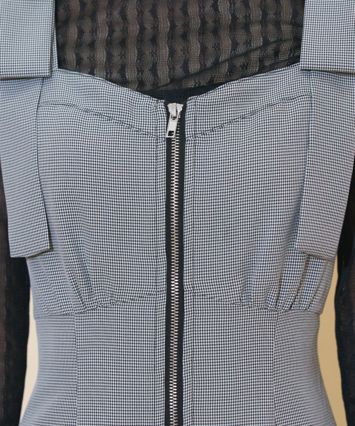 ショルダーリボンフロントZIPワンピース