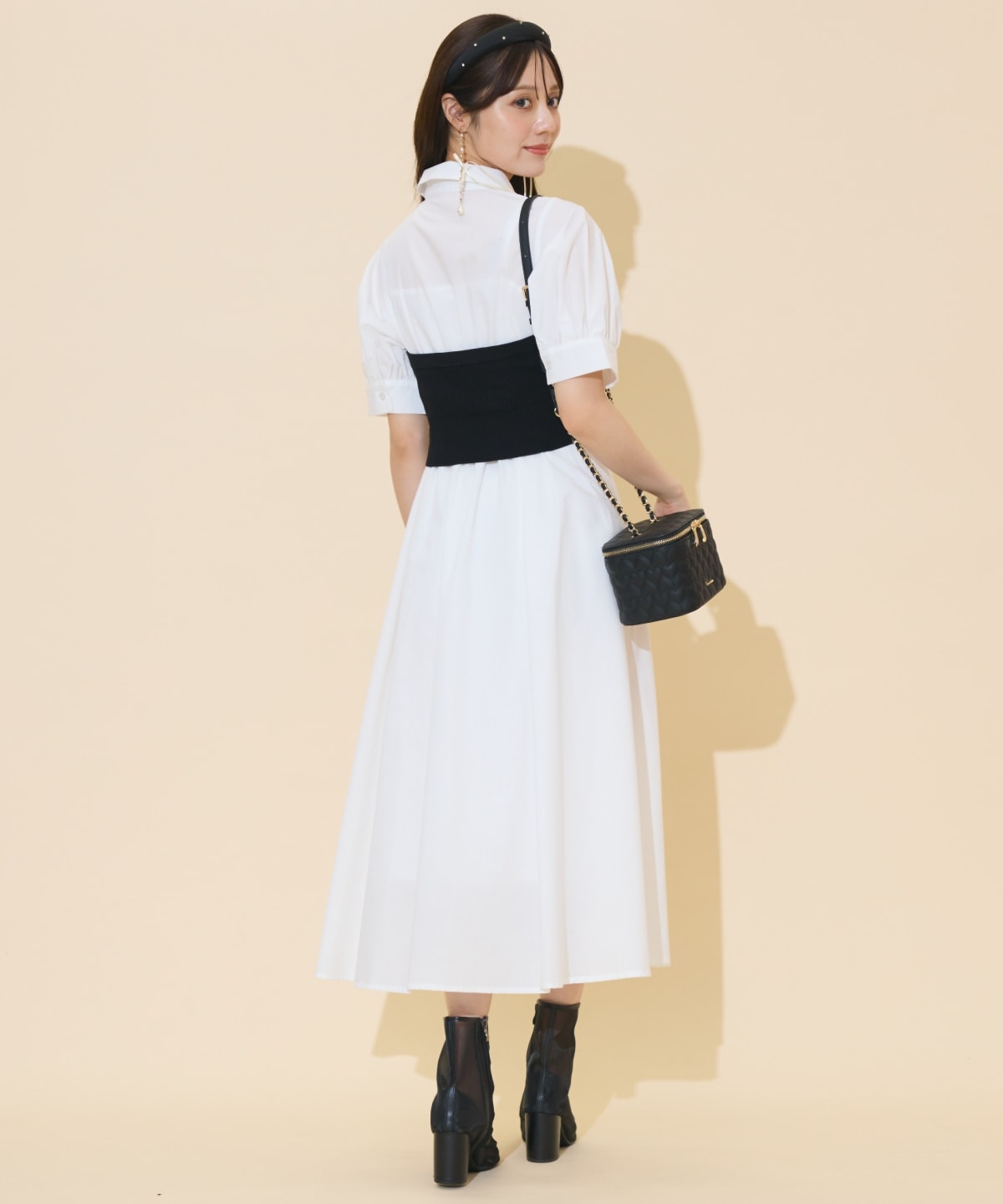 ビスチェレイヤードタックシャツワンピース