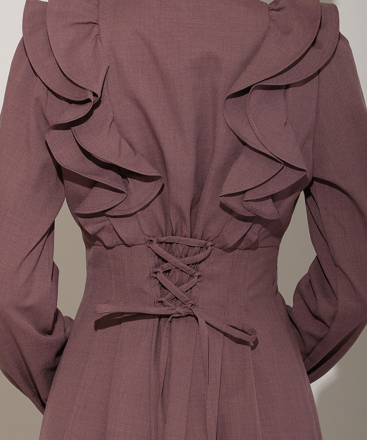 ナローリボンフリルシャツワンピース