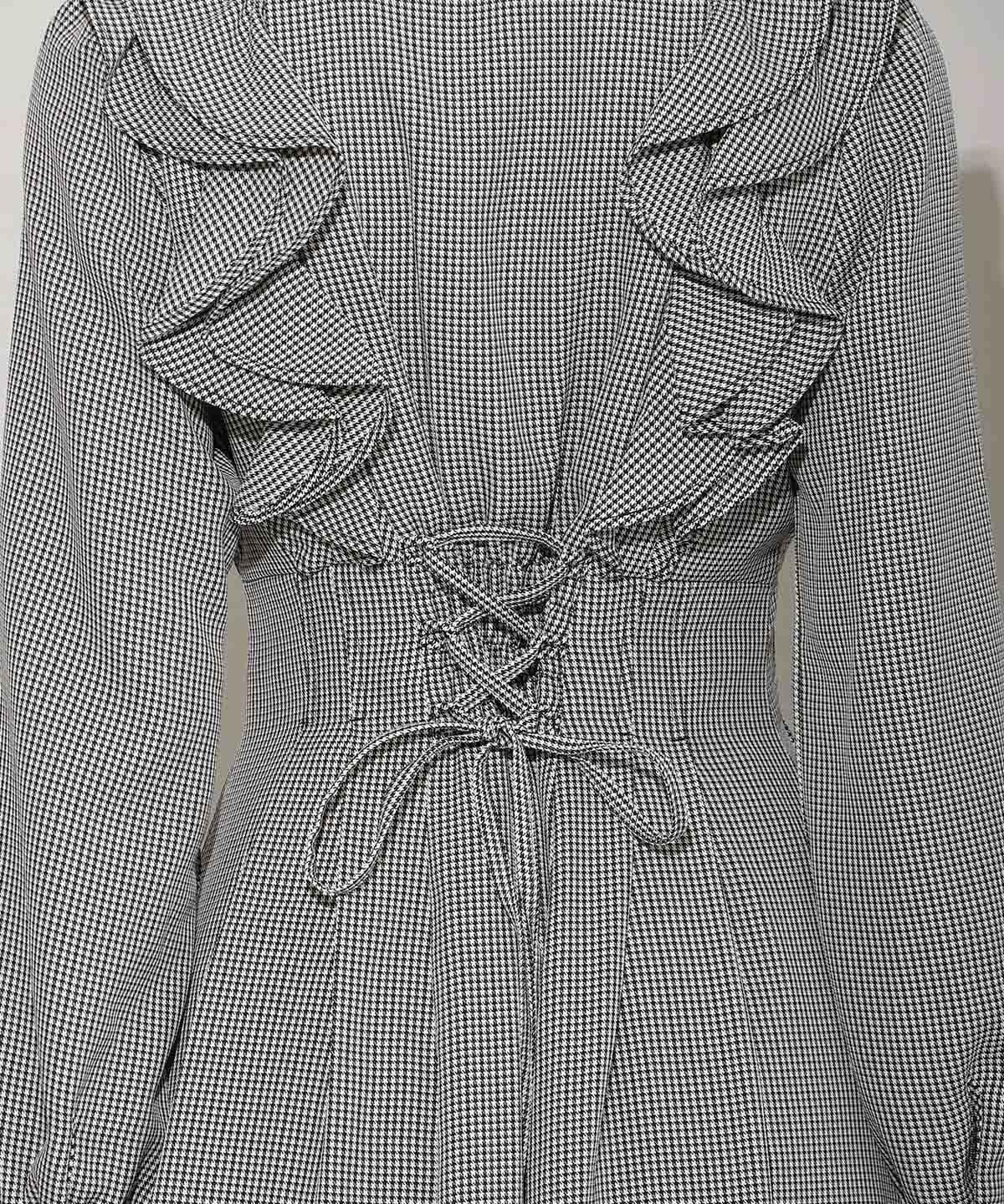 ナローリボンフリルシャツワンピース