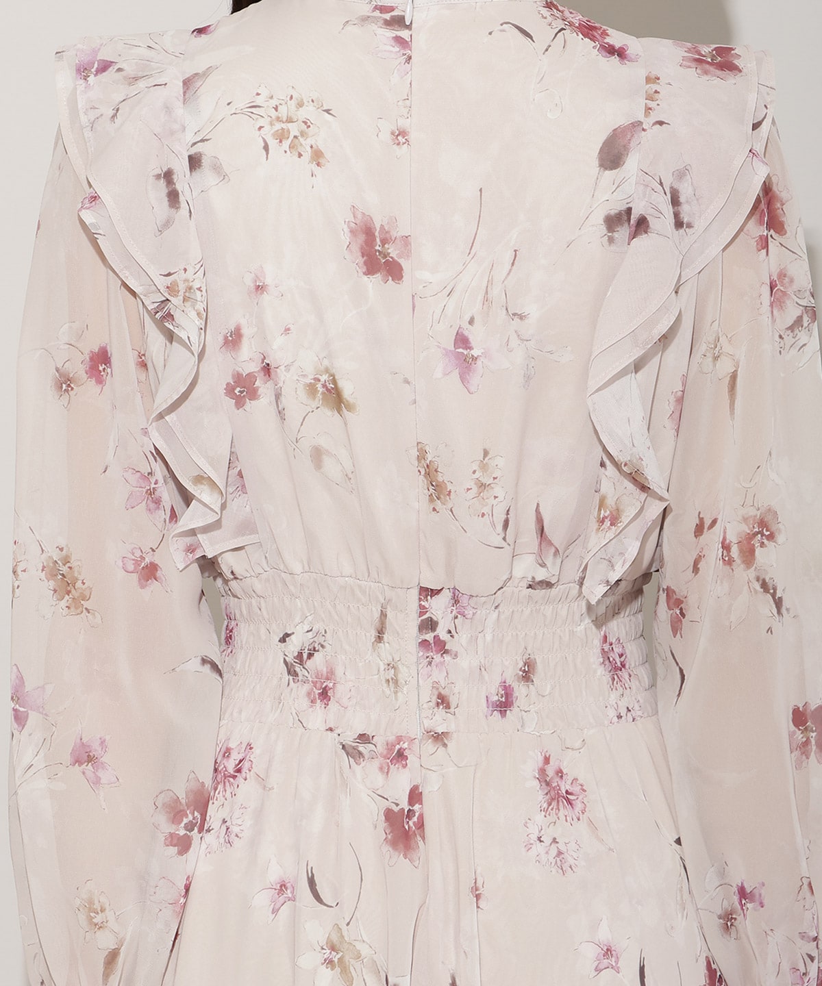 フラワープリントウエストシャーリングワンピース