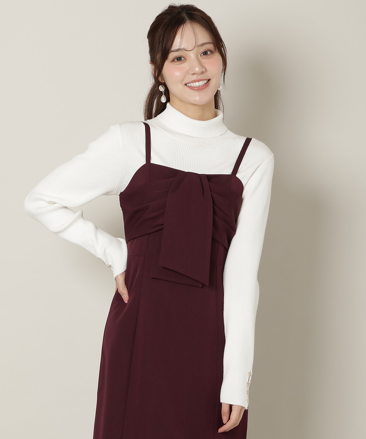 リボンデザインIラインワンピース