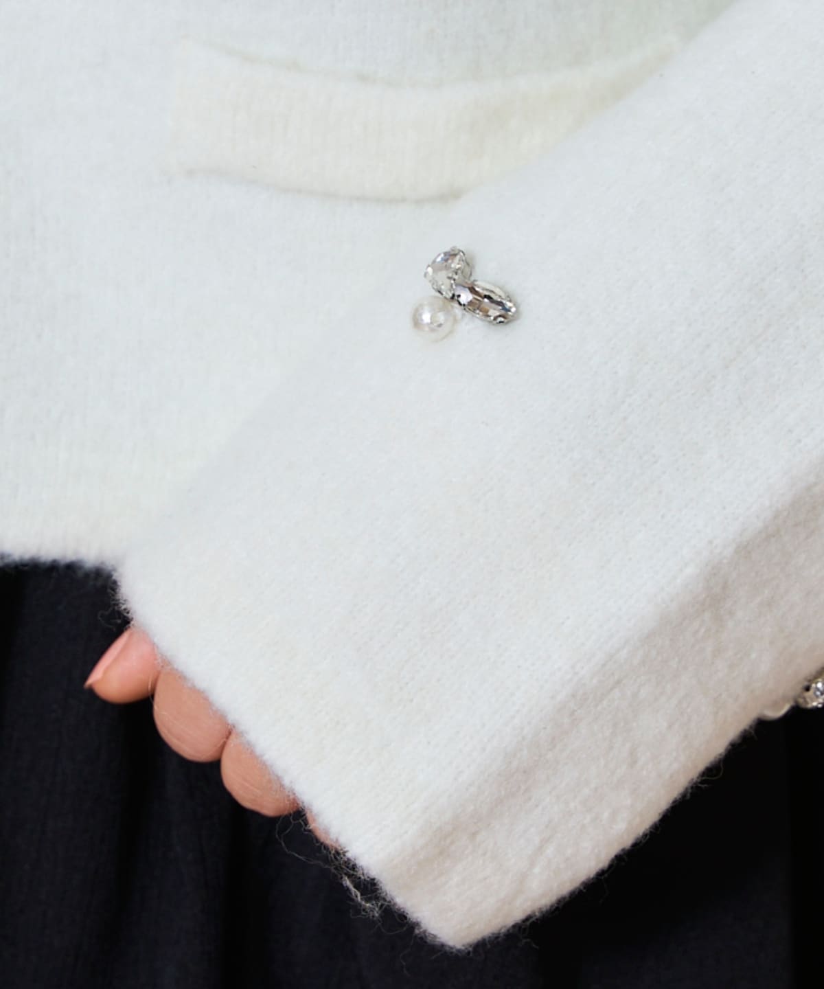 ノーカラービジューニットジャケット