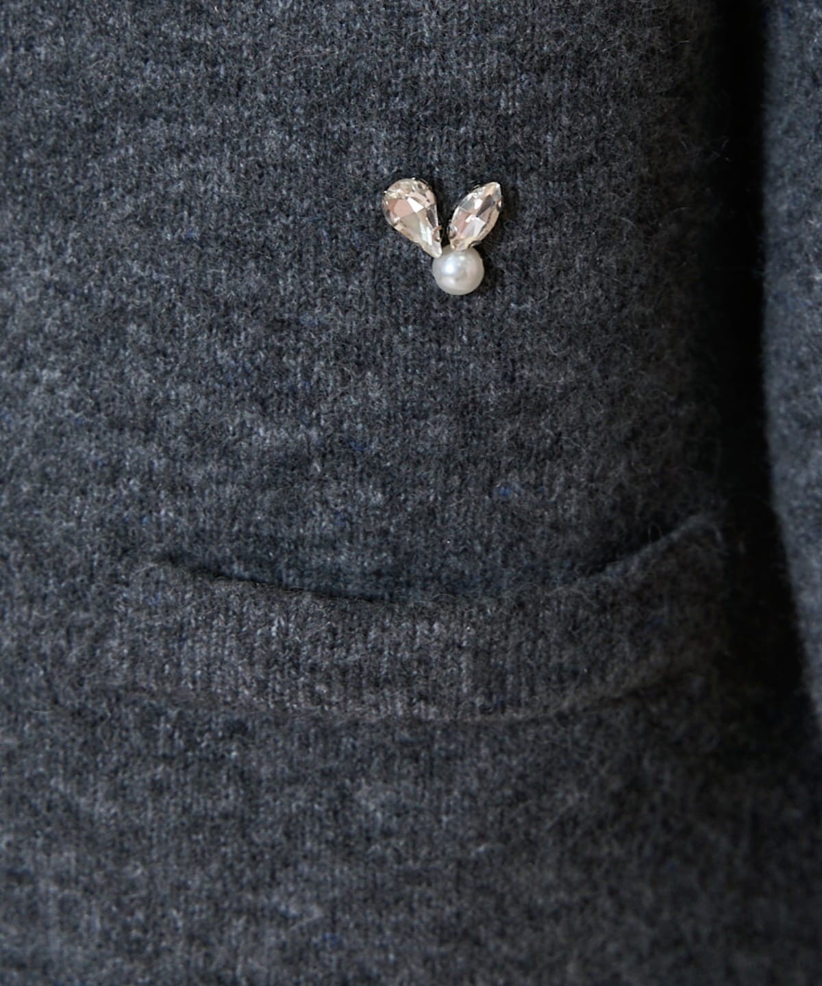 ノーカラービジューニットジャケット