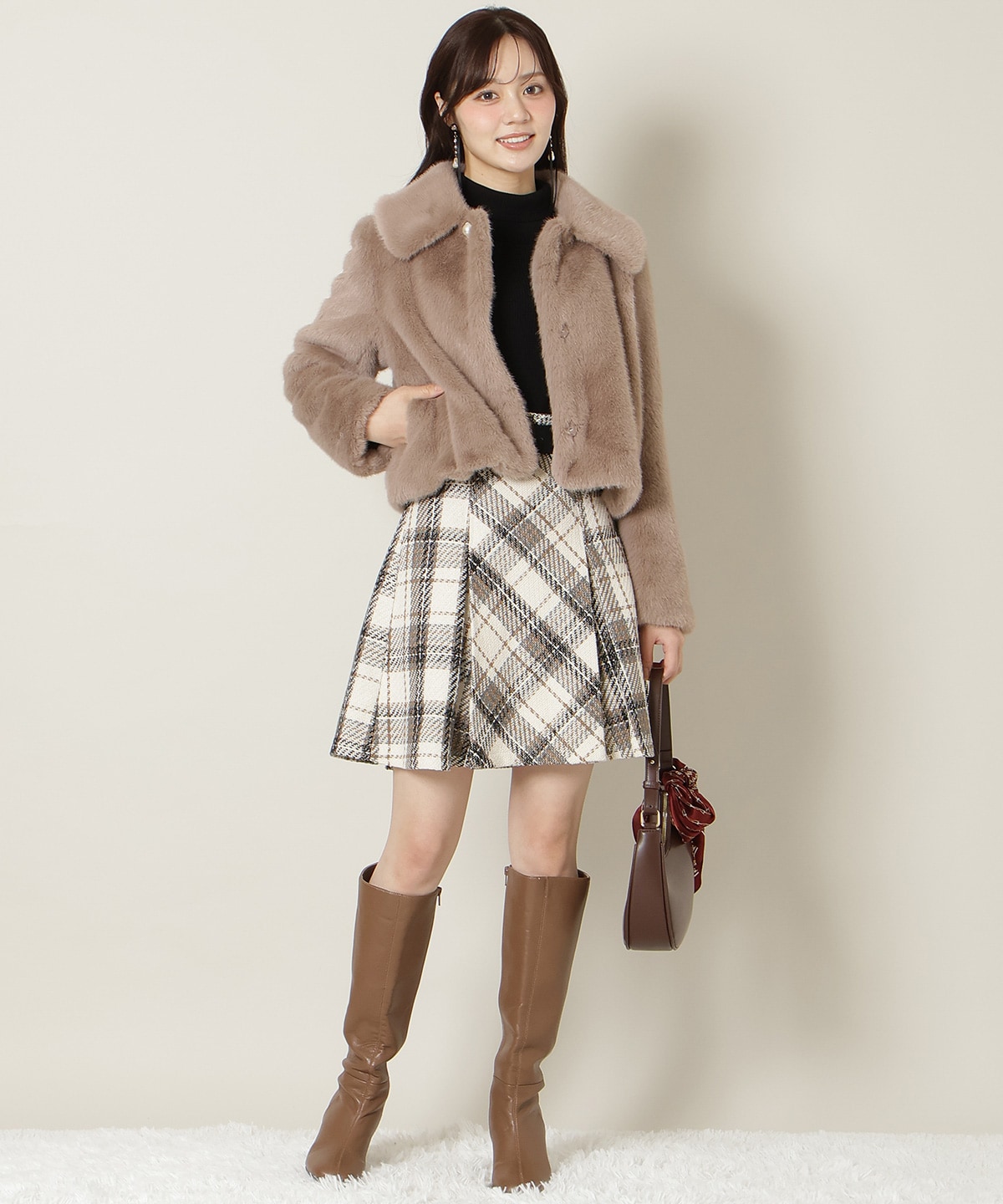 ステンカラーエコファーショートジャケット