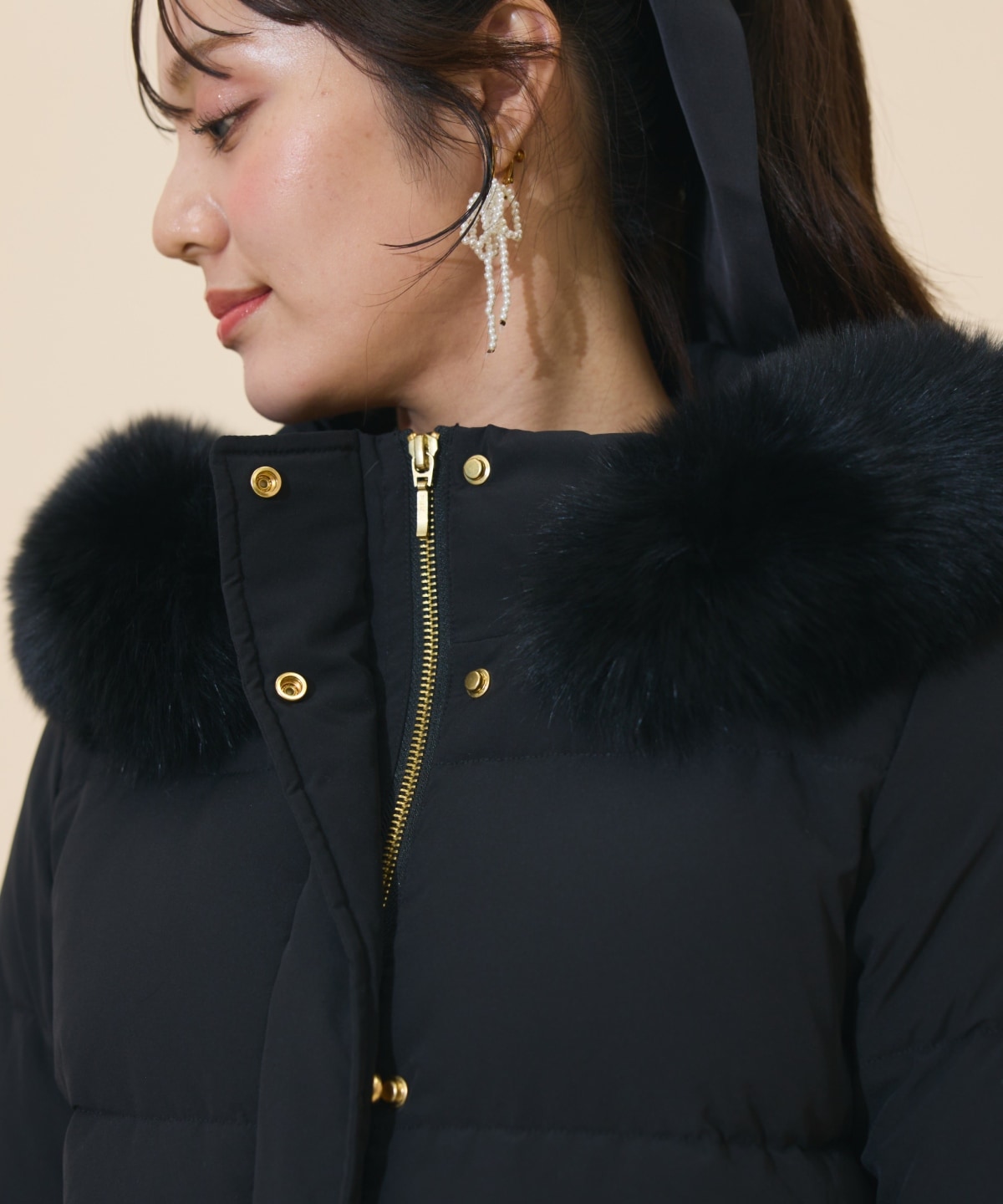 ファー付きショートダウン