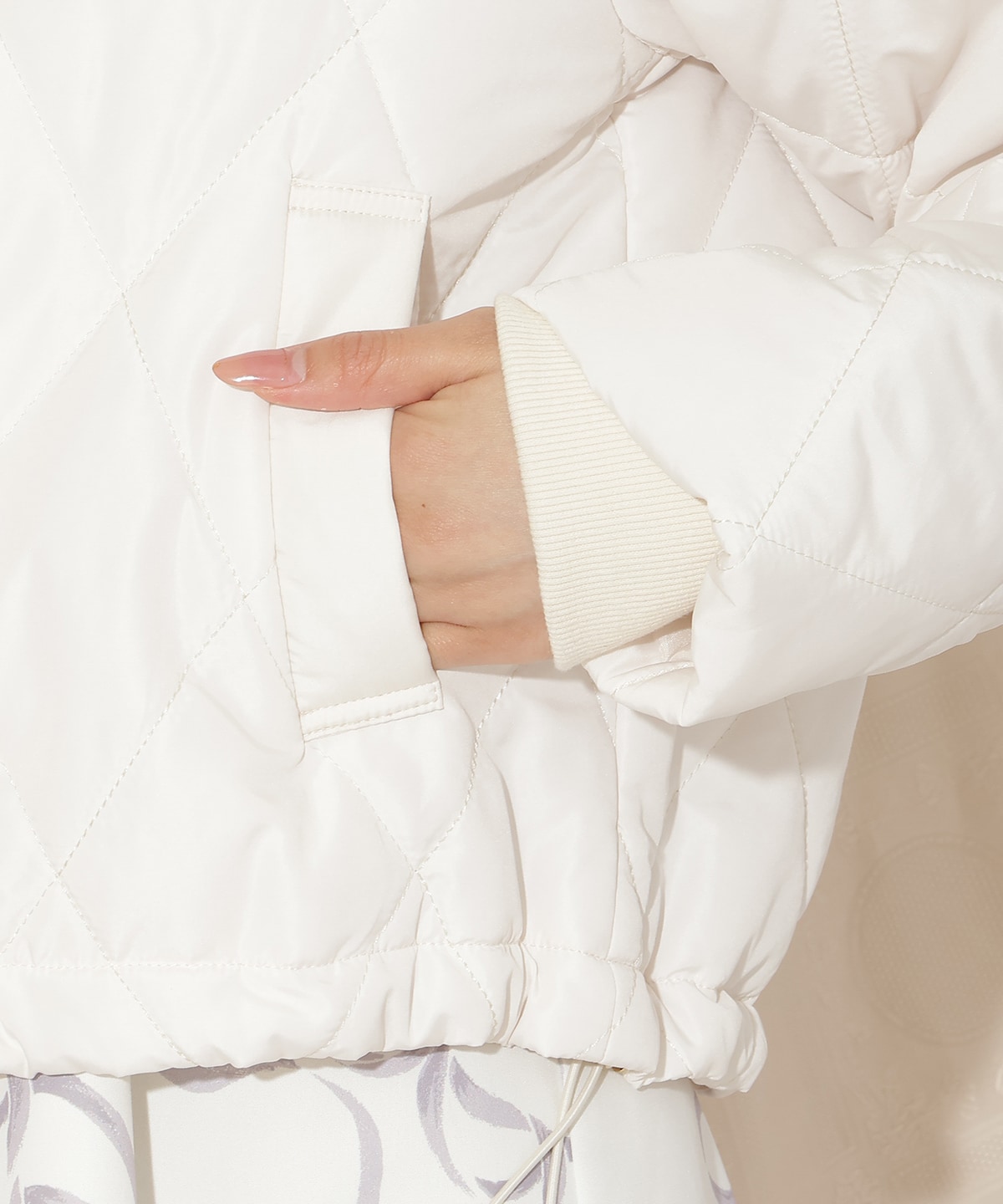 ダイヤキルティングリボン中綿ブルゾン