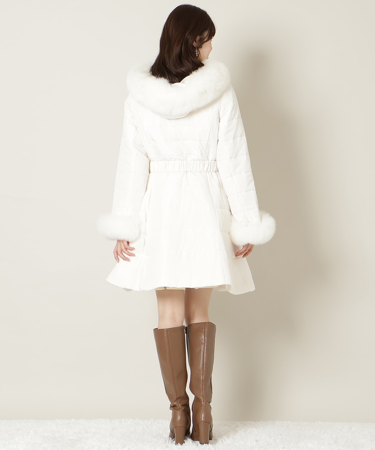 フォックスファーキルティングフレアコート