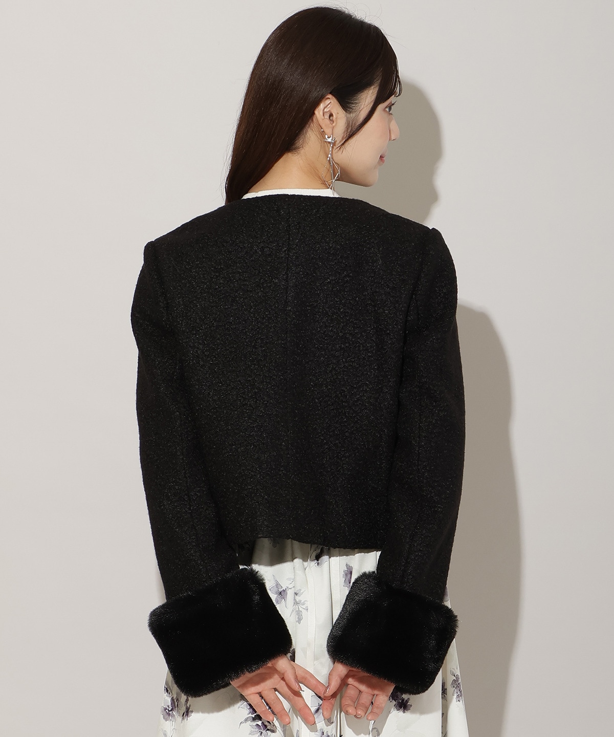 【再入荷予約受付中】ノーカラーブークレショートコート