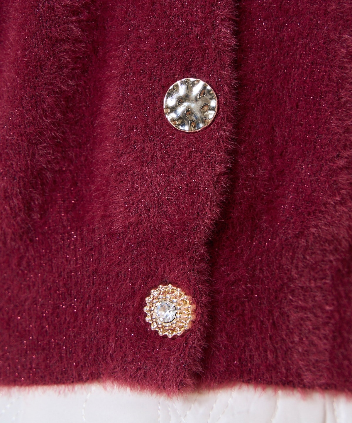 【再入荷予約受付中】アソートボタンラメフェザーカーディガン