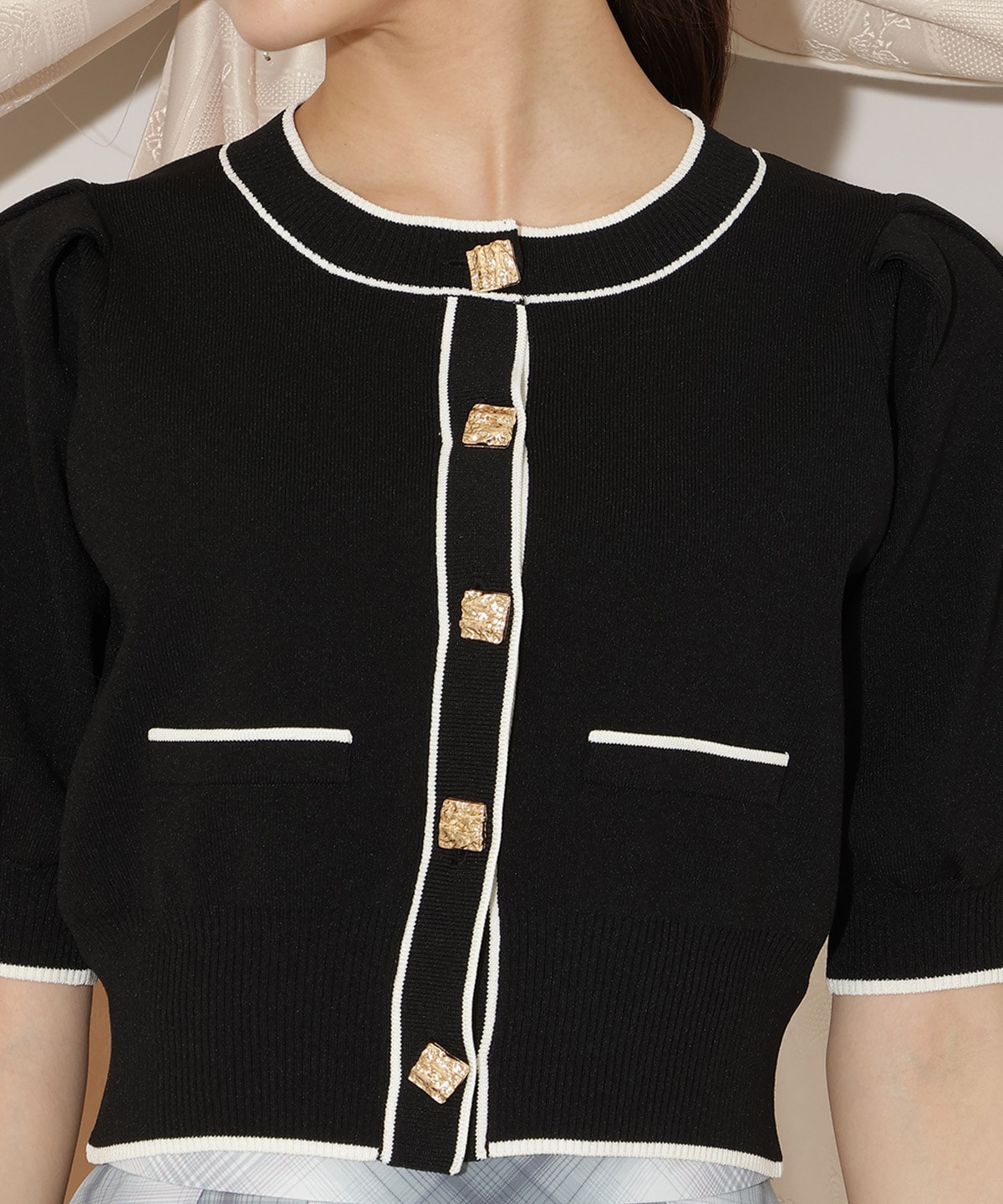 配色ラインタックスリーブカーディガン