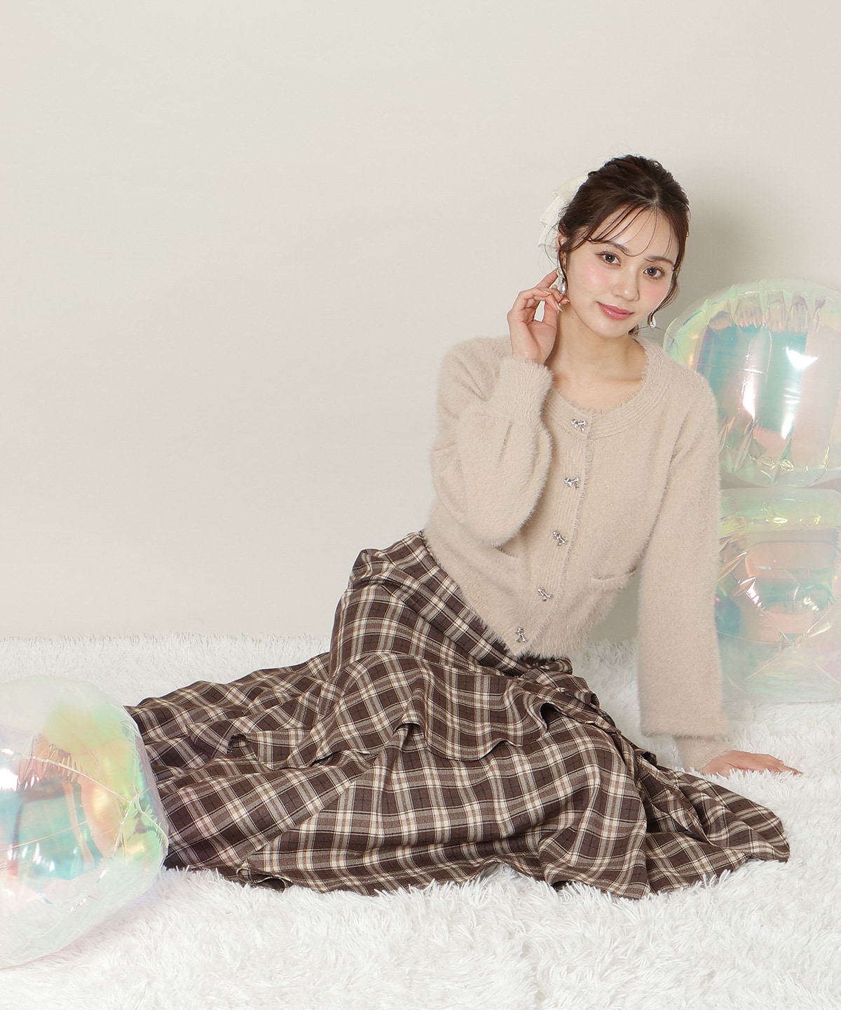 【1/1(thu)10時発売 New Year's Item】リボンボタンフェザーカーディガン