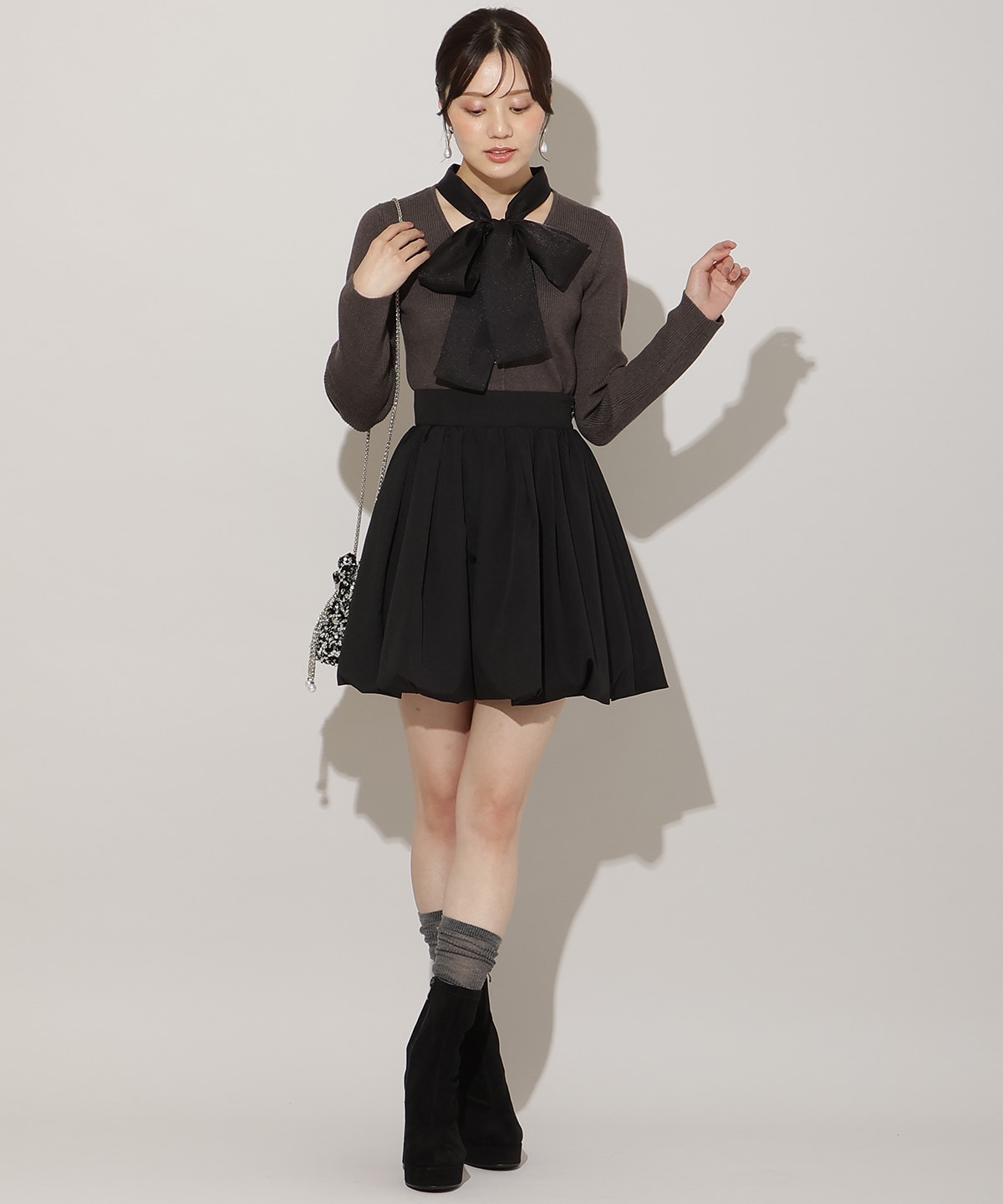 シアーリボンニット