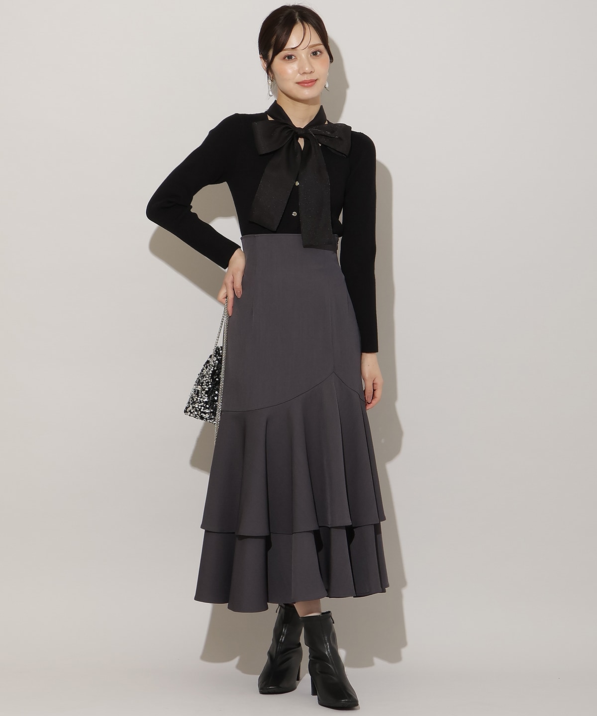 シアーリボンニット