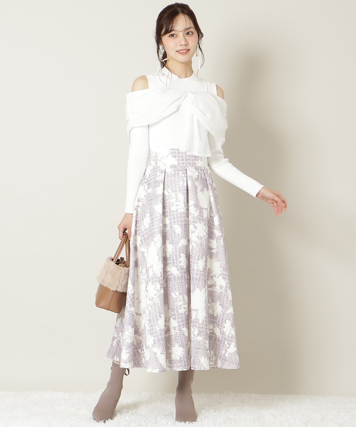 リボンビスチェドッキングリブニット