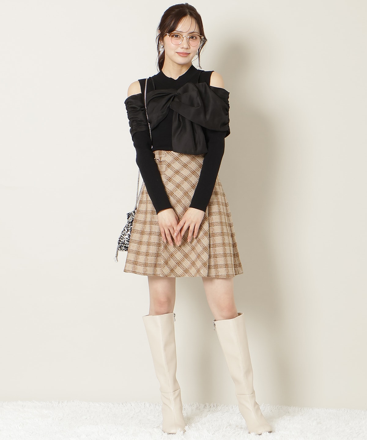 リボンビスチェドッキングリブニット