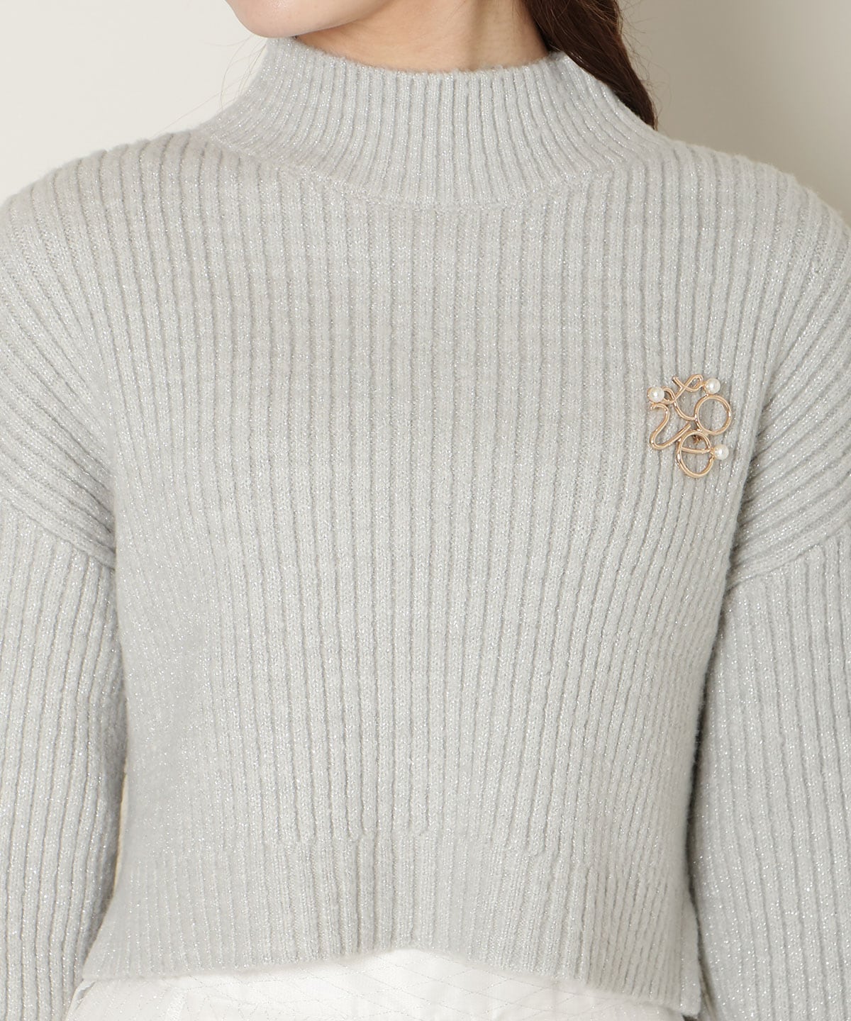 【12/5(fri)10時発売】ブローチ付きクロップドラメニット