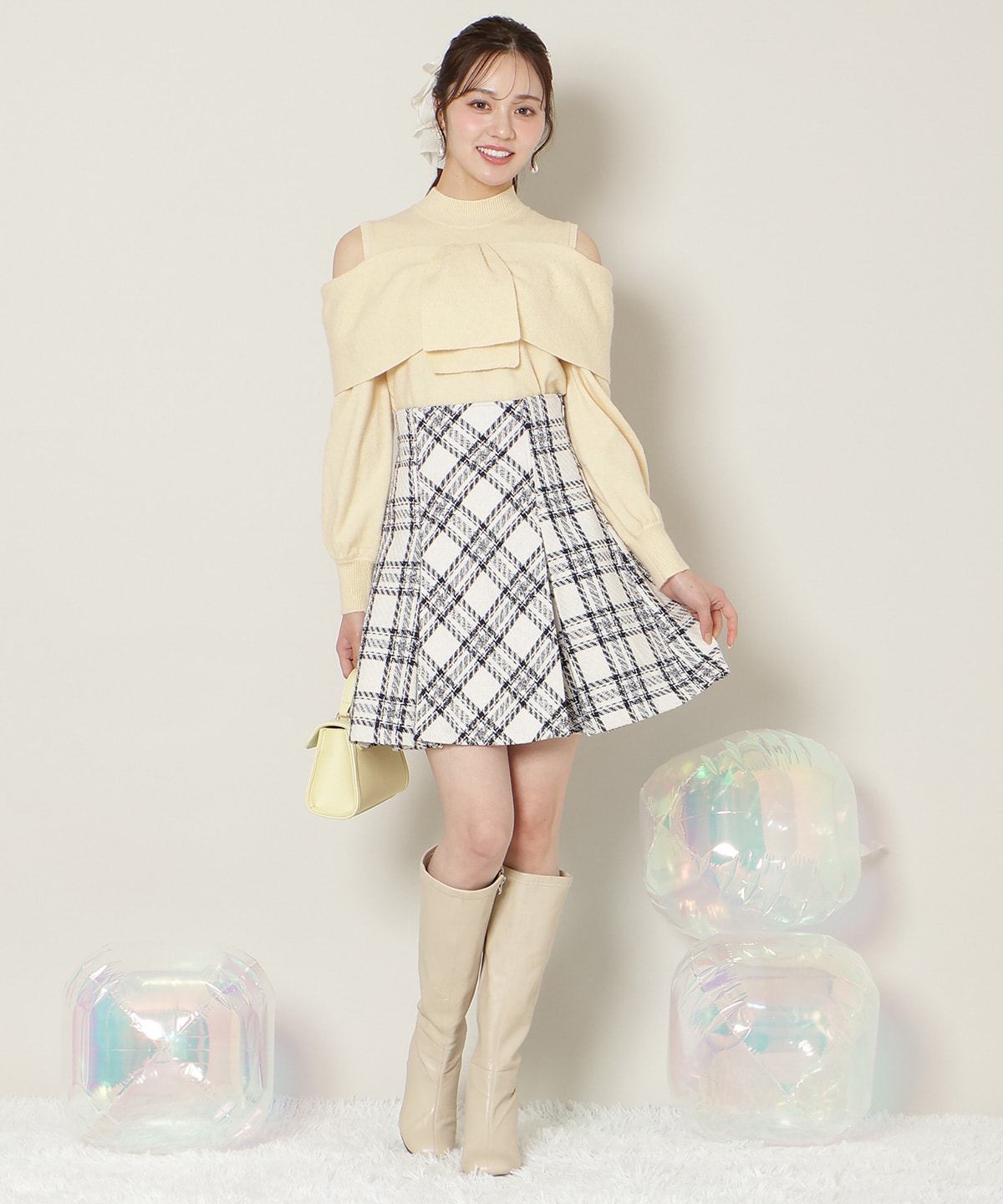 【1/1(thu)10時発売 New Year's Item】ツイストリボンオフショルニット