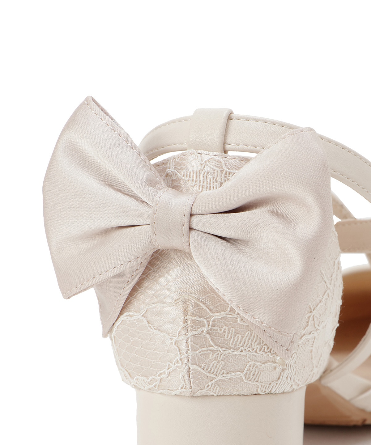 バックリボンレースパンプス